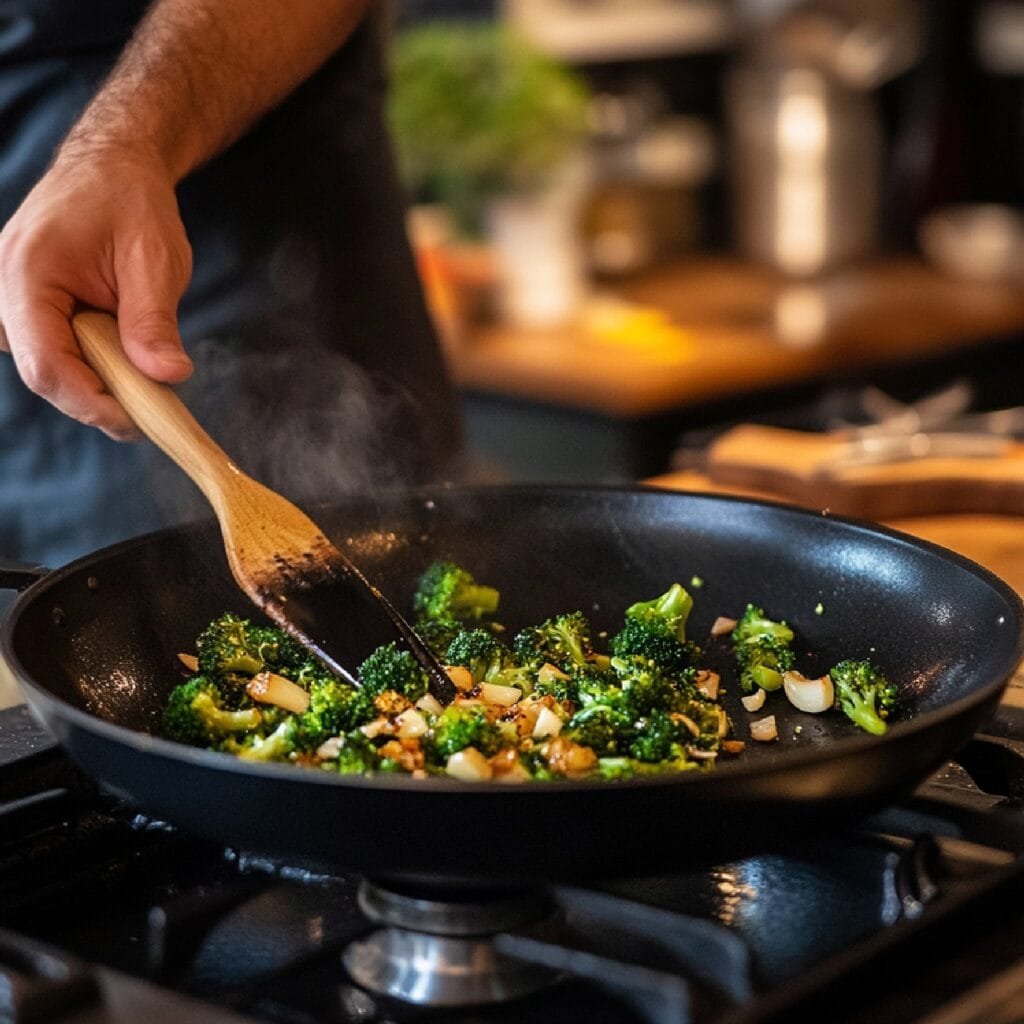 Sauté the Broccoli and Garlic