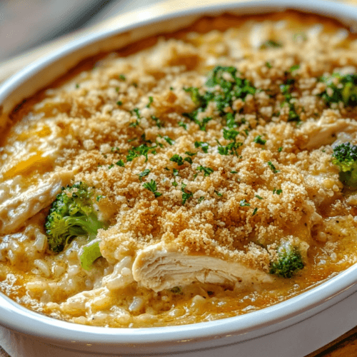 Creamy Chicken Broccoli Rice Casserole – Easy & Delicious