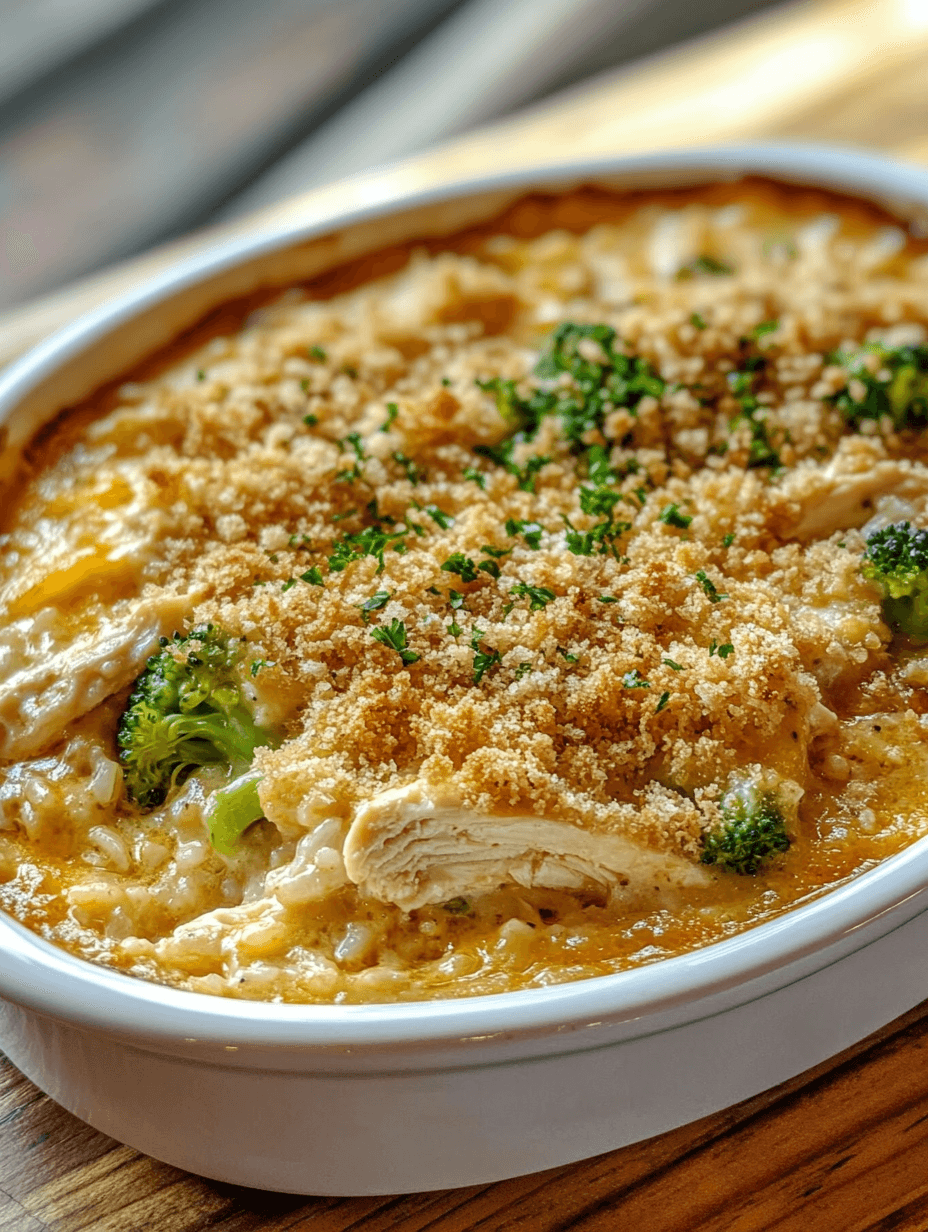 Creamy Chicken Broccoli Rice Casserole – Easy & Delicious